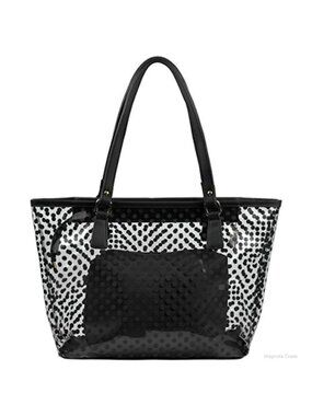 PVC Clear Polka Dot Tote Zipper Beach Pool Bag Large Capacity